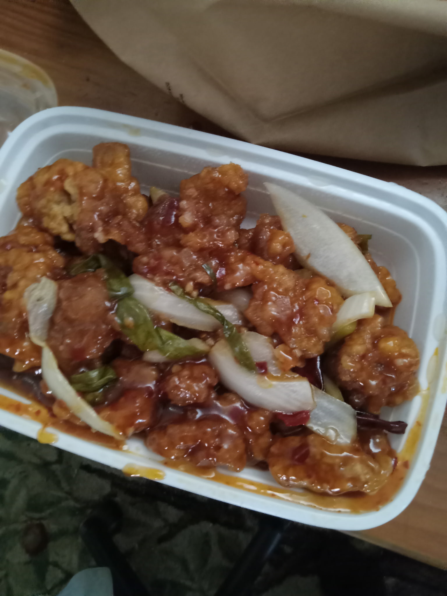 Hot Braised Chicken and pot stickers from Joy Luck Buffet 1